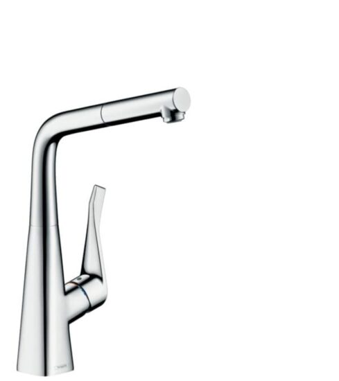 Dřezová baterie Hansgrohe Metris s vytahovací sprškou chrom 73812000