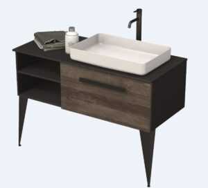 Koupelnová skříňka pod umyvadlo Naturel Luxe 110x36x50 cm černá břidlice/dřevo lesk LUXE110PCDLBU