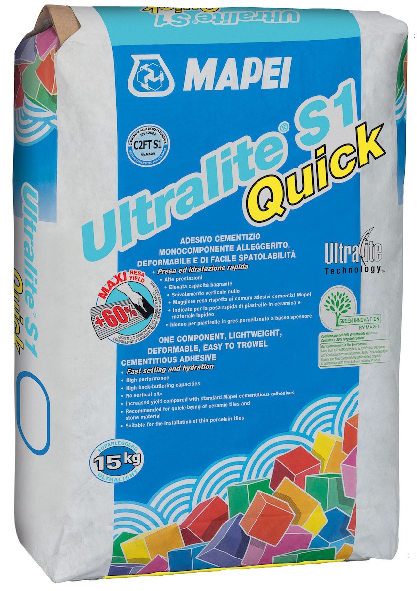 Lepidlo Mapei Ultralite S1 Quick šedá 15 kg C2FT S1 ULTRALITES1Q