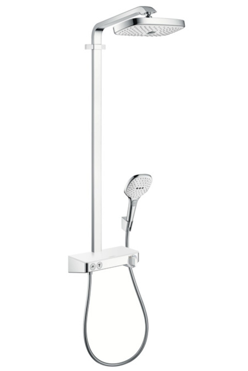 Sprchový systém Hansgrohe Raindance Select E na stěnu s termostatickou baterií bílá/chrom 27126400