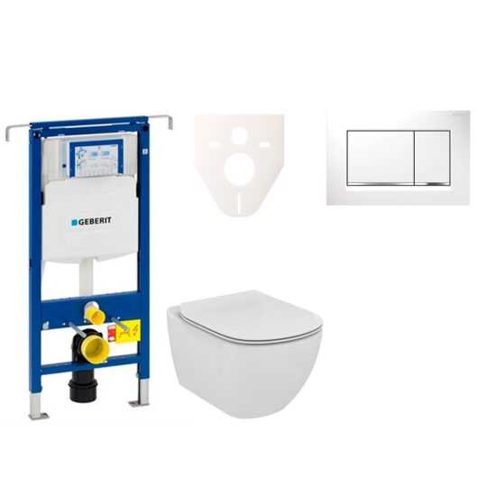 Závěsný set WC Ideal Standard TESI Rimless + modul Geberit Duofix Speciál s tlačítkem Sigma 30 (bílá/chrom lesk) 111.355.00.5 NE5