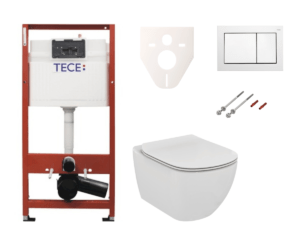 Závěsný set WC Ideal Standard TESI + modul TECE s tlačítkem TECEbase (bílá) SIKOTSF0