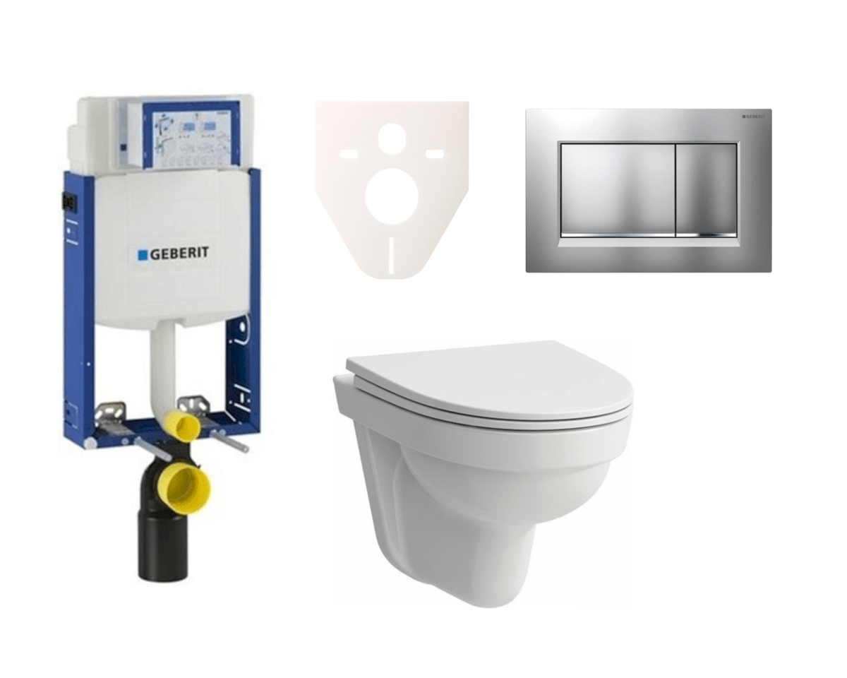 Závěsný set WC Laufen Pro Nordic + modul Geberit Kombifix s tlačítkem Sigma 30 (chrom mat) SIKOGE2H7