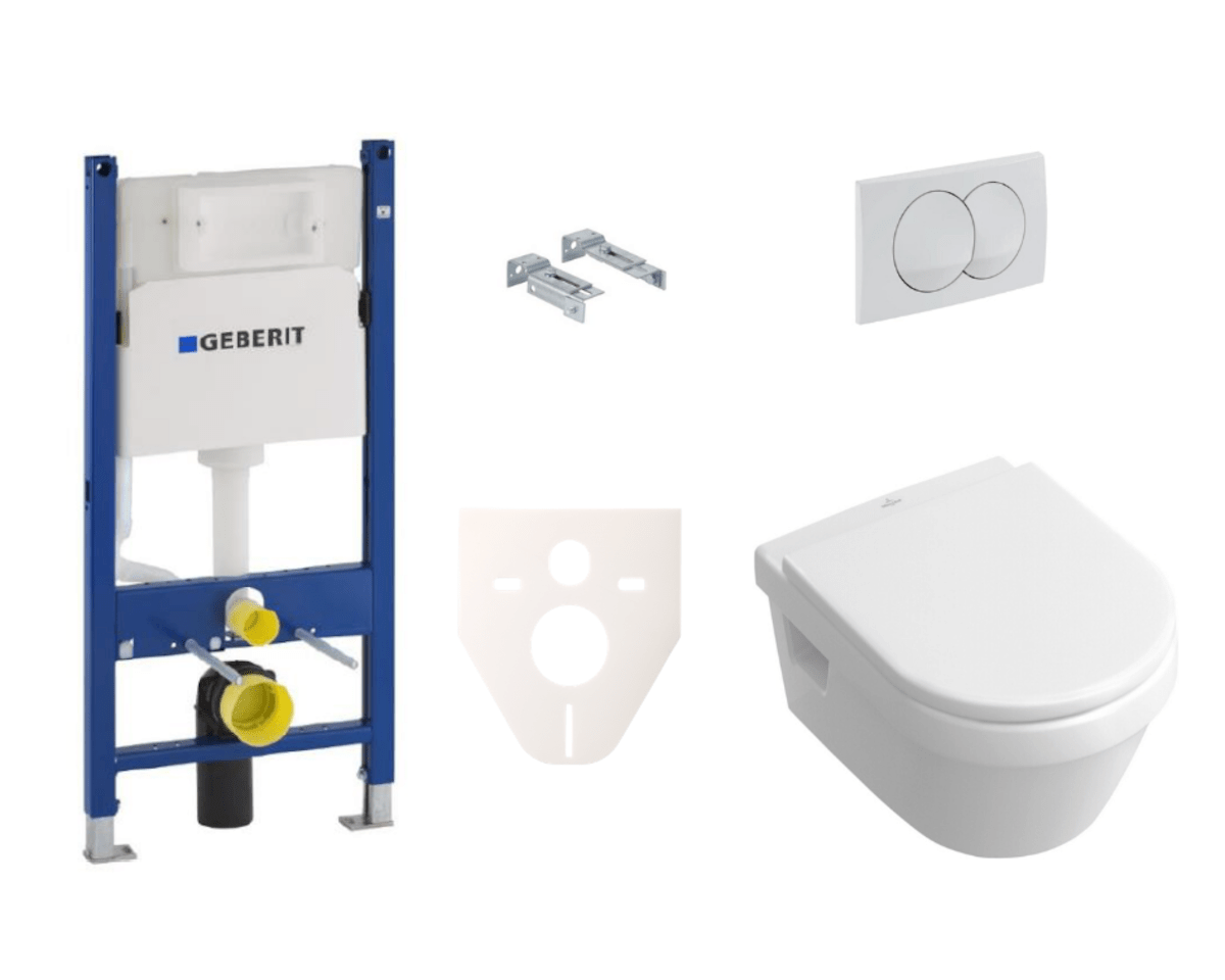 Závěsný set WC Villeroy & Boch Omnia Architectura + modul Geberit Duofix s tlačítkem Delta 20 bílé SIKOGES5B0